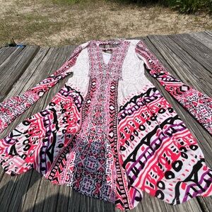 FREE PEOPLE Vibrant Pink and Purple Patterned Dress SZ 4, with cutouts